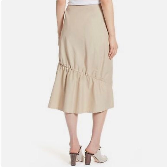 Halogen Ruffle Front Midi Skirt Tan Thread - Picture 2 of 6